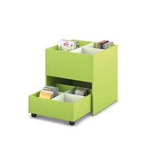 Prentenboekenbak 4/4 met lade - B680 x D680 x H740 mm - limoengroen-wit