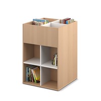 Prentenboekenbak 4/8 - B680 x D680 x H1017 mm - beuken-wit
