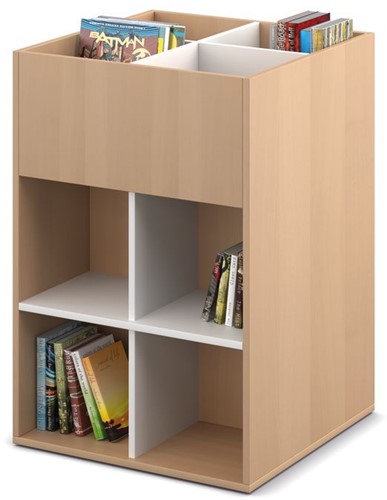 Prentenboekenbak 4/8 - B680 x D680 x H1017 mm - beuken-wit