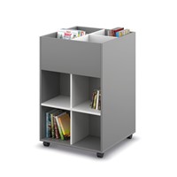 Prentenboekenbak 4/8 verrijdbaar - B680 x D680 x H1017 mm - donkergrijs-wit
