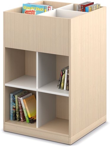 Coffret albums 4/8 sur socle - L680 x P680 x H1077 mm - blanc/érable