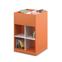 Coffret albums 4/8 sur socle - L680 x P680 x H1077 mm - blanc/orange