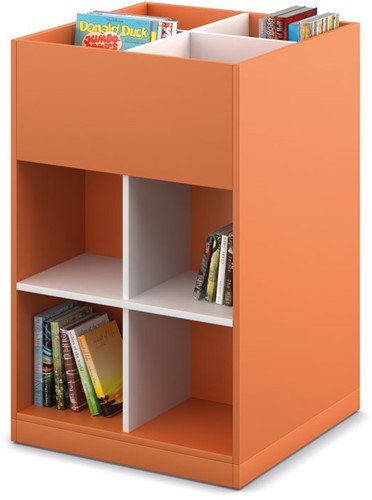 Coffret albums 4/8 sur socle - L680 x P680 x H1077 mm - blanc/orange