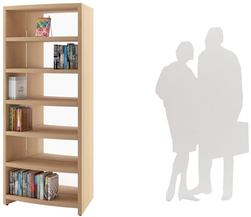 Libracurve Solo boogkast verrijdbaar - B884 x  D525 x H1760 mm - beuken