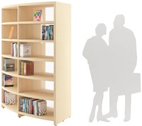 Libracurve Duo boogkast  - B884 x  D525 x H1056 mm - berken