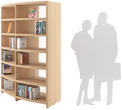 Libracurve Duo boogkast  - B884 x  D525 x H2048 mm - beuken