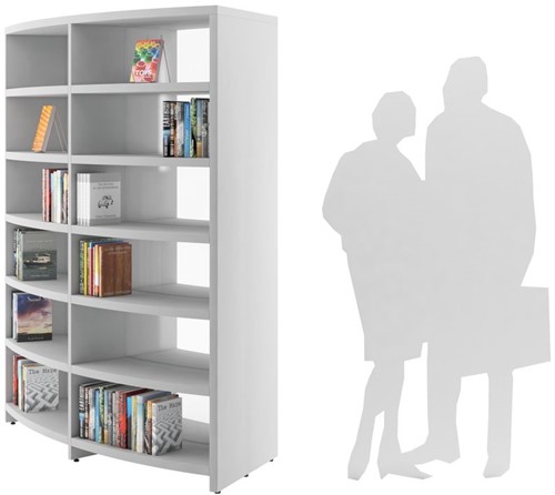 Libracurve Duo boogkast  - B884 x  D525 x H1760 mm - lichtgrijs