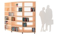 Libracurve Trio boogkast verrijdbaar - B884 x  D525 x H1760 mm - berken
