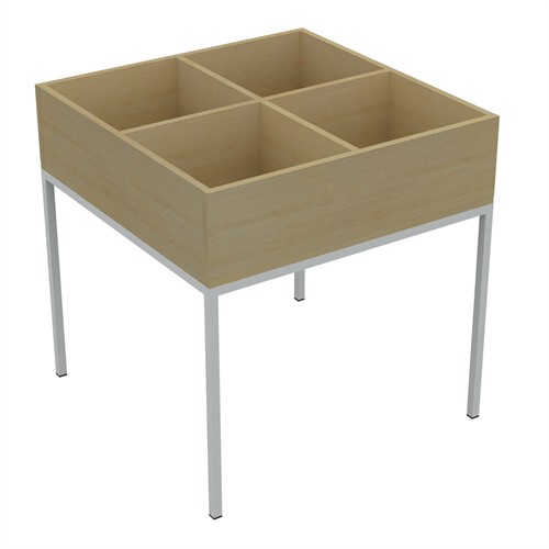 Strip- en prentenboekenbak op poten - B720 x D720 x H550 mm - ahorn