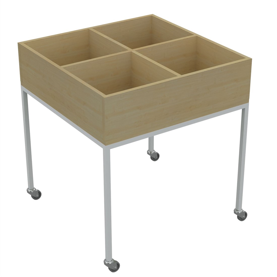 Bac à BD sur roulettes - L720 x P720 x H550 mm - érable