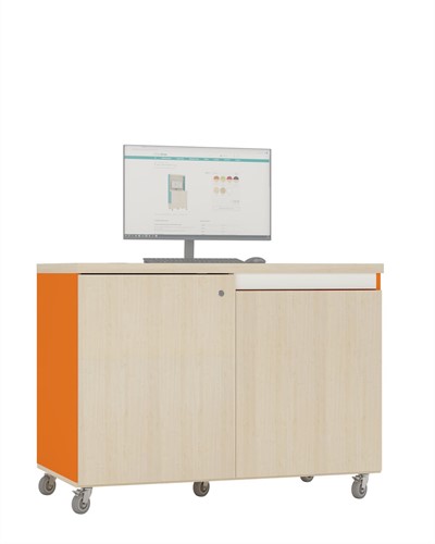 Comptoir de prêt/retour - L1200 x P600 x H900 mm - érable-orange