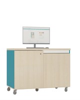 Uitleen/inleverbalie - B1200 x D600 x H900 mm - ahorn-turquoise blauw