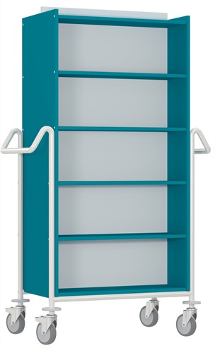Chariot à livres Izar XL - bleu turquoise-blanc