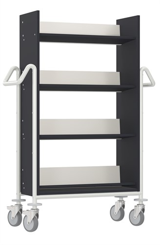 Boekenwagen Mira L - antracietgrijs-wit