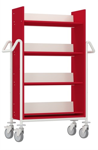 Chariot à livres Mira L - rouge-blanc