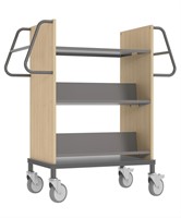 Chariot à livres Corporate, Gris Graphite/light oak, 1x Trieur 4x Étagère