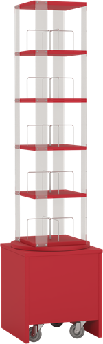 Media carrousel 1x - 5 niveaus + hoge verrijdbare basis