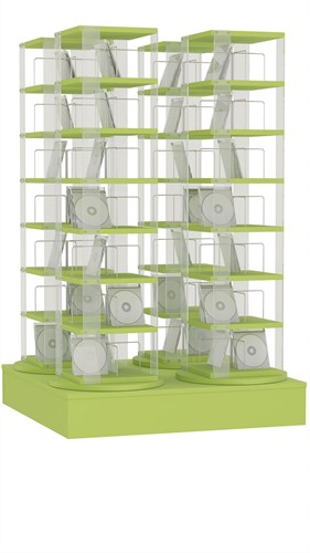 CD carrousel 4x - 7 niveaus + lage basis - avocadogroen