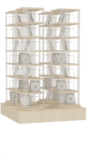 CD carrousel 4x - 7 niveaus + lage basis - ahorn
