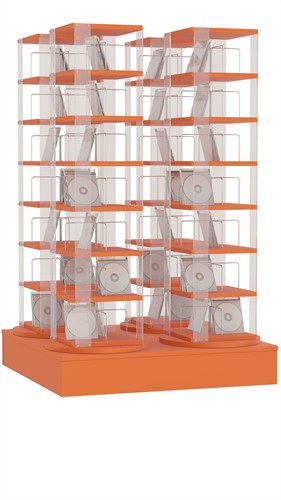 CD carrousel 4x - 7 niveaus + lage basis - oranje
