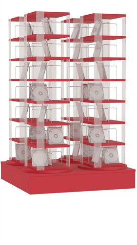 CD carrousel 4x - 7 niveaus + lage basis - rood