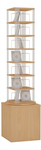 CD carrousel 1x - 7 niveaus + hoge basis - beuken