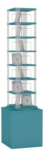 CD carrousel 1x - 7 niveaus + hoge basis - turqouise blauw