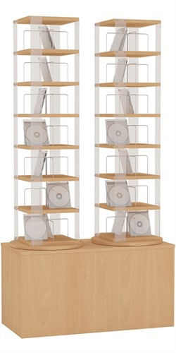 CD carrousel 2x - 7 niveaus + hoge basis - beuken
