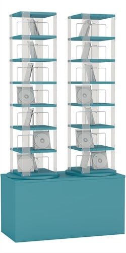 CD carrousel 2x - 7 niveaus + hoge basis - turqouise blauw