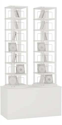 CD carrousel 2x - 7 niveaus + hoge basis - wit