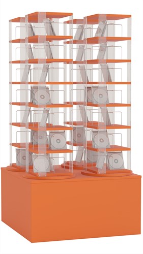 CD carrousel 4x - 7 niveaus + hoge basis - oranje