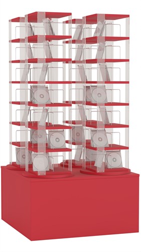 CD carrousel 4x - 7 niveaus + hoge basis - rood