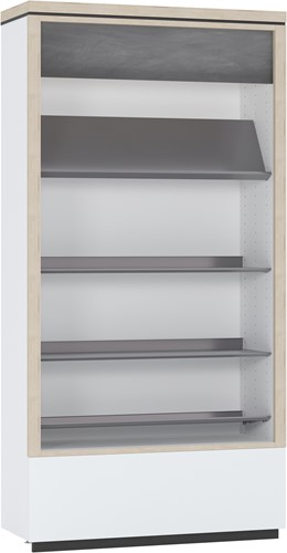 Flexus wandboekenkast met houten legborden - aanbouwsectie medium