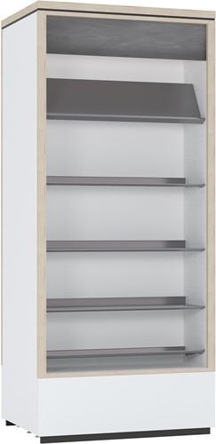 Flexus dubbelzijdige boekenkast met houten legborden - aanbouwsectie hoog