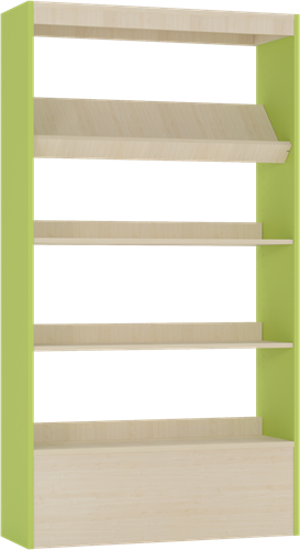 Foxis wandboekenkast - B900 x D300 x H1660 mm - ahorn-avocadogroen