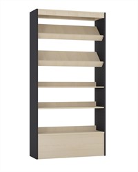 Foxis wandboekenkast hoog - B900 x D300 x H1800 mm - ahorn-antracietgrijs