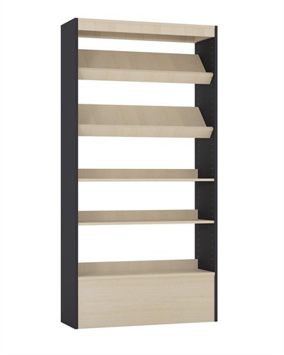 Foxis wandboekenkast hoog - B900 x D300 x H1800 mm - ahorn-antracietgrijs