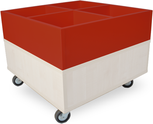 Foxis prentenboekenbak - B600 x D600 x H464 mm - beuken-rood