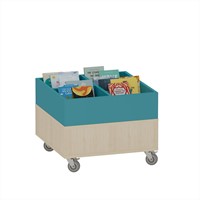 Foxis prentenboekenbak - B600 x D600 x H464 mm - ahorn-turquoise blauw