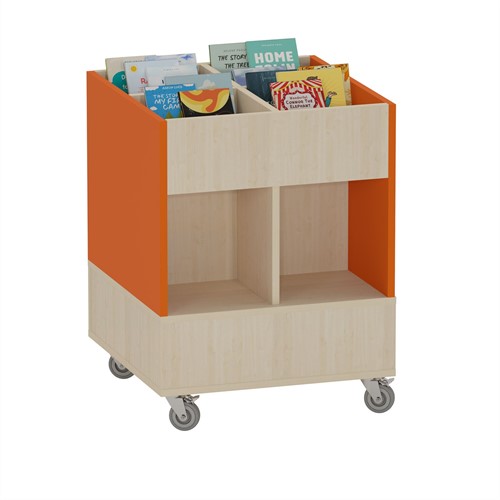 Foxis prentenboekenbak hoog - B600 x D600 x H780 mm - ahorn-oranje