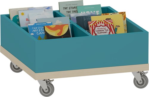 Foxis KDV prentenboekenbak - B600 x D600 x H318 mm - ahorn-turquoise blauw-2