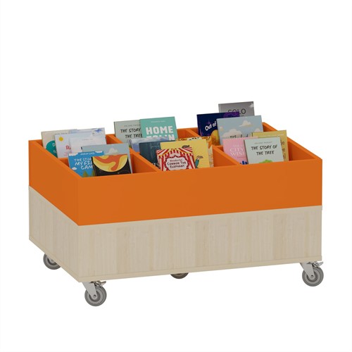 Foxis prentenboekenbak - 6 vakken - B900 x D600 x H464 mm - ahorn-oranje