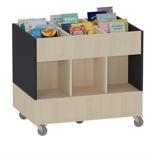 Foxis prentenboekenbak - 6 vakken - B900 x D600 x H780 mm - ahorn-antracietgrijs