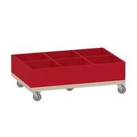 Foxis KDV prentenboekenbak - 6 vakken - B900 x D600 x H318 mm - ahorn-rood