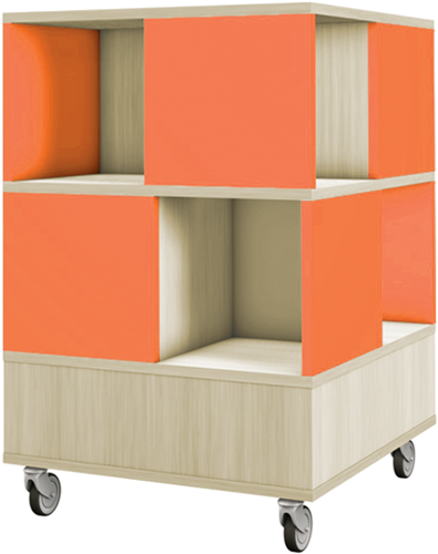Foxis 22 kubuskast 2 niveaus - B605 x D605 x H980 mm - ahorn-oranje