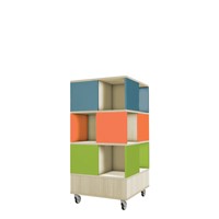 Foxis 22 kubuskast 3 niveaus - B605 x D605 x H1320 mm - beuken-turquoise-oranje-groen
