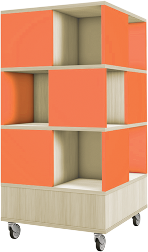 Foxis 22 kubuskast 3 niveaus - B605 x D605 x H1320 mm - ahorn-oranje