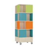 Foxis 22 kubuskast 4 niveaus - B605 x D605 x H1660 mm - ahorn-avocadogroen-turqouise-oranje-turqouise