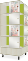 Foxis Tijdschriftentoren large met gekleurde binnenpanelen - B605 x D605 x H1660 mm - wit-avocadogroen