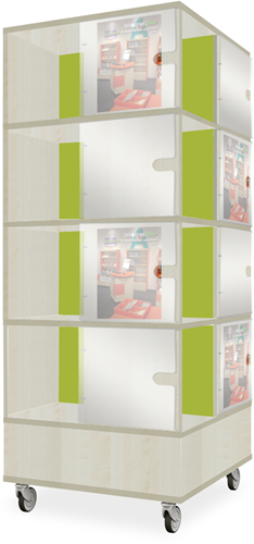 Foxis Tijdschriftentoren large met gekleurde binnenpanelen - B605 x D605 x H1660 mm - wit-avocadogroen